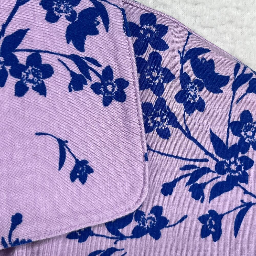 LANDS END Sleepshirt Womens M 10 12 Cooling Long Sleeve Floral Button Up Purple - Picture 6 of 12